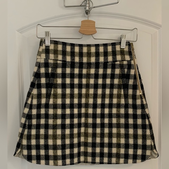 J.Crew Princess Mini Skirt in Double Serge Wool. Size 00. Black and White Plaid - Picture 1 of 11